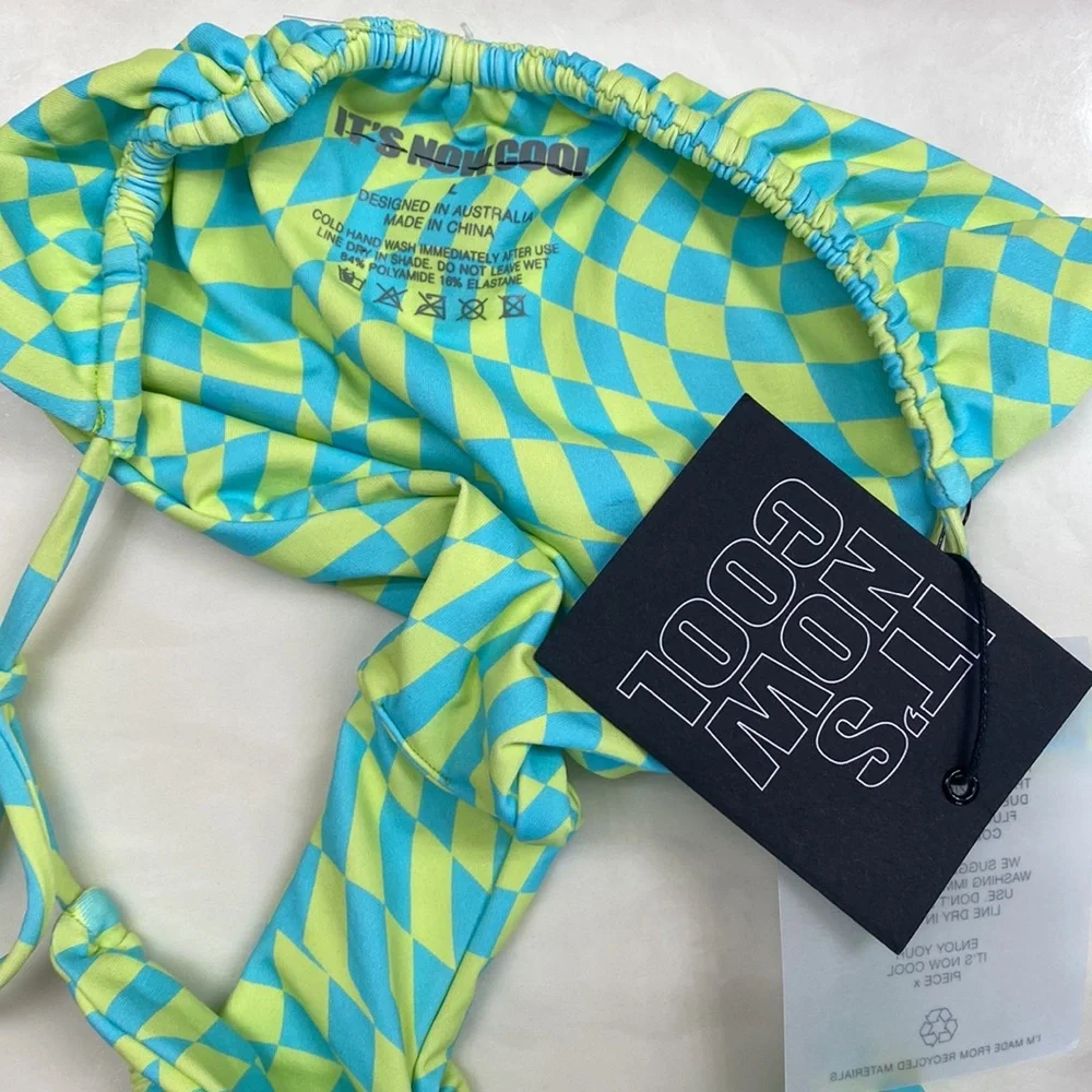 (A21) It’s‎ Now Cool The Gathered Tie Pant ONLY, Lime Wave Cheque, Size M, NWT